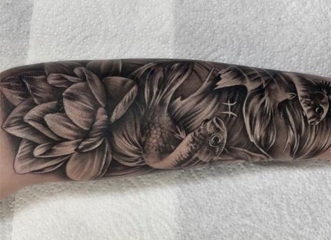 Pisces Fish Tattoos, Pisces Tattoo Designs, Shoulder Cap Tattoo, Pisces Tattoo, Yin Yang Tattoos, Pisces Tattoos, Men Tattoos Arm Sleeve, Forarm Tattoos, Marvel Tattoos