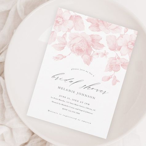 Bridal Shower Invitations elegant floral script pink bridal shower invitation bridal shower elegant script calligraphy handwritten hand lettered floral vintage botanical typography simple minimal type modern classic Blushing Bride Bridal Shower Theme, Pretty In Pink Bridal Shower, Bridal Shower Elegant, Pink Floral Bridal Shower, Pink Bridal Shower Invitations, Bridal Shower Invites, Script Calligraphy, Elegant Bridal Shower, Instagram Grid