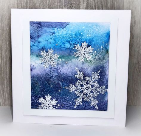 Watercolour and salt technique – Inkybliss creations Salt And Watercolor Snowflakes, Watercolour And Salt Painting, Watercolor Snowflake Tutorial, Christmas Salt Painting, Watercolor And Salt Painting, Watercolor Winter Scenes Tutorials, Winter Watercolor Tutorials, Watercolor Winter Cards, Watercolour Snowflakes