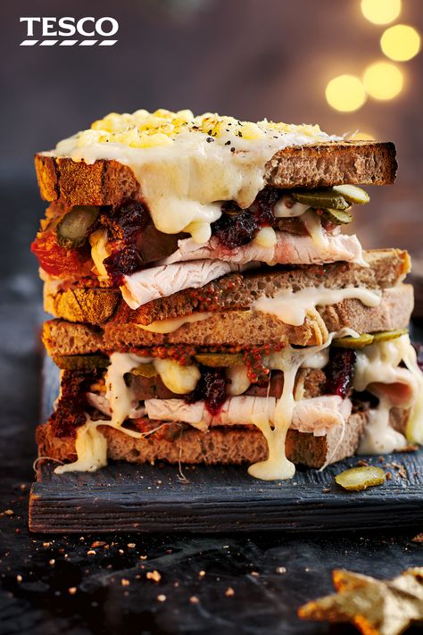 Christmas Turkey Sandwich, Christmas Ham Sandwiches, Christmas Sandwich Ideas, Festive Sandwiches, Leftover Turkey Ideas, Tesco Recipes, Winter Sandwiches, Deli Ideas, Christmas Sandwiches