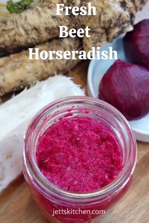 Fresh Beet Horseradish; A Zingy Condiment Beet Relish With Horseradish, Horseradish Beets Recipe, Beets And Horseradish Recipe, Canning Horseradish, Bakery Dishes, Beet Horseradish Recipe, Picked Onions, Beet Relish, Horse Radish