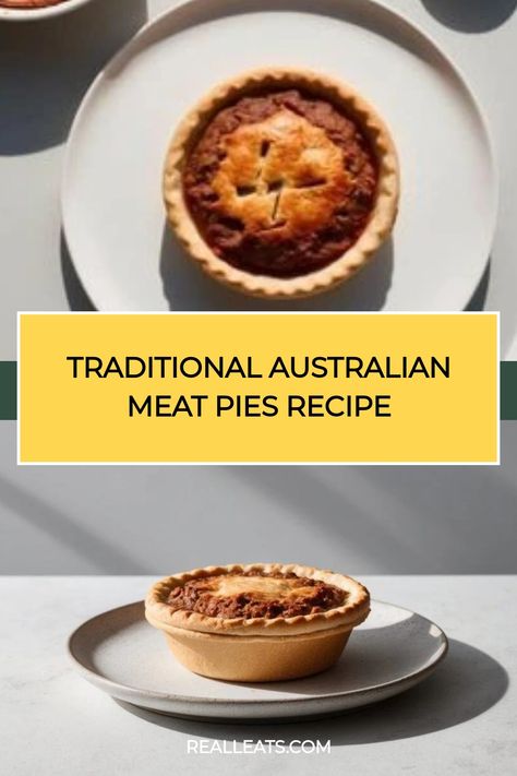 Traditional Australian meat pie served on a plate. Australian Meat Pie Recipe Easy, Australian Meat Pie Recipe, Minced Meat Pie, Australian Meat Pie, Australian Recipes, Mincemeat Pie, Meat Pie Recipe, Hand Pie Recipes, Meat Pies