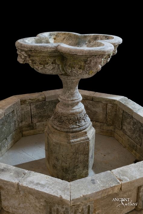 Water’s Symphony: The Artistry of Pool Fountains by Ancient Surfaces – Antique Stone Pool Fountains by Ancient Surfaces. Friar Tuck, Stone Pool, Pool Fountain, Italian Architecture, Stone Architecture, Antique Stone, Holy Water, Old Stone, European Designs