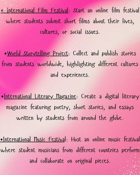 Turning hobbies into opportunities. Extracurricular Inspo. #extracurriculars #hobbies #highschool #college #activity #beyondtheclassroom Extracurricular Activities Colleges, Genius Hour, Extracurricular Activities, International Music, Extra Curricular Activities, Extra Curricular, Passion Project, School Motivation, International Film Festival