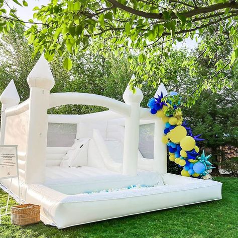 Awesmflate White Bounce House Inflatable Jump Castle Bouncy with Slide and Ball Pit Includes a Blower(15ftx15ft) Slide And Ball Pit, Ball Pit With Slide, House With Slide, White Bounce House, Bounce House With Slide, House Castle, Inflatable Bounce House, Inflatable Bouncers, Work Space Decor