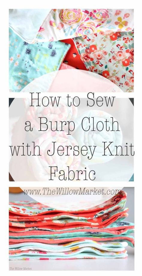 Things To Make With Knit Fabric, Knit Burp Cloth Pattern Free, Jersey Knit Blanket, Knit Fabric Sewing Projects, Stretch Knit Fabric Ideas, Jersey Knit Sewing Projects, Jersey Fabric Projects, Jersey Knit Swaddle Blanket Diy, Knit Fabric Projects