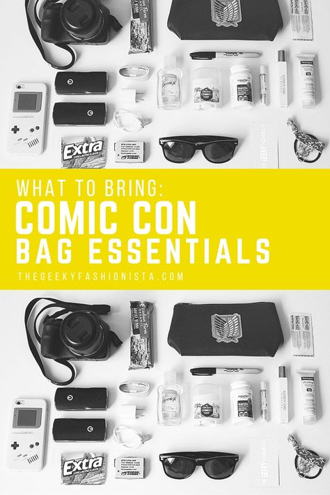 What To Bring To A Convention, Convention Essentials, Comic Con Aesthetic, Convention Packing List, Convention Survival Kit, Bag Essentials List, Travel Beauty Essentials, Survival Bag, Ideal Life