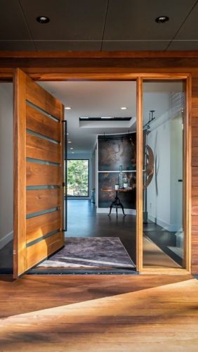 Scandinavian Front Door Entrance, Midcentury Modern Double Front Door, Mid Century Doors Entrance, Mid Century Modern Front Doors, Midcentury Interior Doors, Modern Front Doors With Glass Panels, Scandinavian Front Door, Modern Wood Front Door, Mid Century Modern Interior Doors