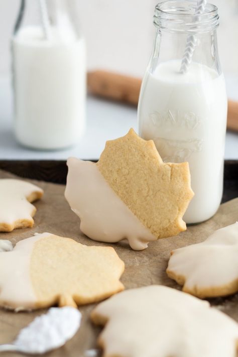 Maple Sugar Cookies with Maple Frosting Maple Frosting For Cookies, Maple Cutout Cookies, Maple Cookies With Maple Frosting, Maple Sugar Cookies, Pressed Cookies, Maple Syrup Glaze, Tasty Sweets, Maple Cookies, Maple Syrup Recipes