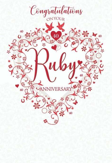 Happy 40th Wedding Anniversary, Happy 40th Anniversary, Cards Congratulations, Bell Pictures, Ruby Anniversary, Happy Anniversary Wishes, Ruby Wedding Anniversary, Wedding Messages, Wedding Anniversary Card