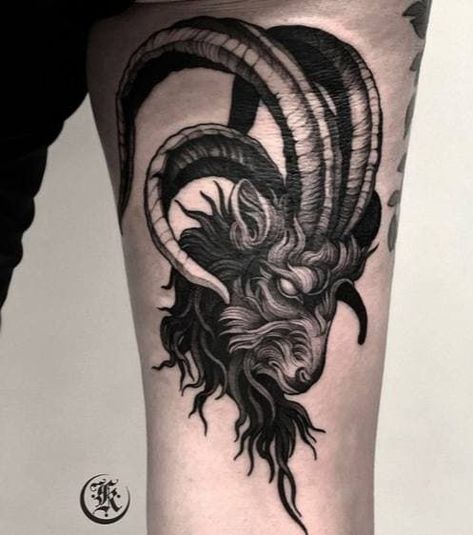 Satanic Tattoos, Ram Tattoo, Occult Tattoo, Capricorn Tattoo, Demon Tattoo, Aries Tattoo, Scary Tattoos, Tattoo Signs, Creepy Tattoos