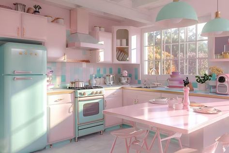 Pastel Kitchen, Pastel House, Pastel Decor, Pink Houses, Dream Style, Kitchen Inspo, Pastel Blue, Soft Pastel, Dream House