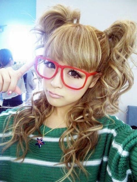 Gyaru Hairstyles Pigtails, 2 Half Pigtails, Curly High Pigtails, Curly Pony Tailed Hairstyle Black Women, Gyaru Pigtails, Pigtails For Adults, Crazy Pigtails, Pig Tails Hairstyles Women Black, Gyaru Hairstyles Short