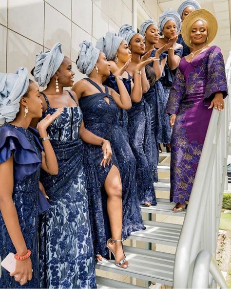 Nigerian Bridesmaid Dresses, Aso Ebi Dresses, African Bridesmaids, African Bridesmaid Dresses, Nigerian Traditional Wedding, Nigerian Outfits, Nigerian Dress, Igbo Wedding, African Traditional Wedding Dress