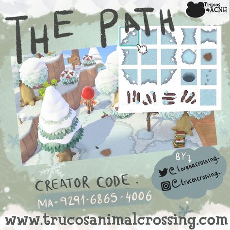 Winter Path Acnh, Acnh Snow Path, Acnh Snow, Path Acnh, Acnh Pattern, Acnh Winter, Acnh Patterns, Motif Acnl, Animal Crossing 3ds