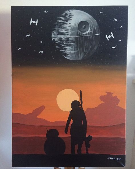 Easy Star Wars Painting Ideas, Starwars Painting Acrylic, Starwars Painting Ideas On Canvas, Star Wars Painting Easy Canvas, Star Wars Art Easy, Simple Star Wars Painting, Starwars Canvas Painting, Star Wars Painting Easy, Starwars Drawings