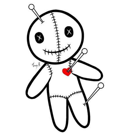 Voodoo Doll Tattoo Simple, Voodoo Drawing, Voodoo Doll Drawing, Voodoo Doll Tattoo, Horror Doll, Traditional Tattoo Designs, Dibujo Simple, Doll Tattoo, Doll Drawing