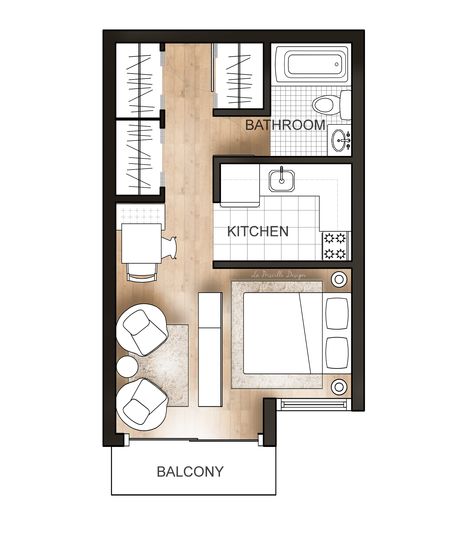 Studio Flats Floor Plans, 330 Sq Ft Studio Apartment, Studio Floorplan, Interior Design Floor Plans, Studio Type Condo, Shed Bedroom, Studio Type Apartment, Decorate Small Spaces, Studio Apartment Plan