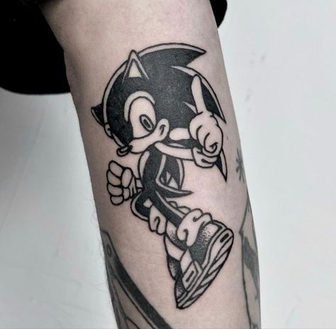 Sonic Tattoo Ideas, Sonic The Hedgehog Tattoo, Sonic Tattoo, Trible Tattoos, Hedgehog Tattoo, Arm Tattoos For Guys Forearm, Video Game Tattoos, Pikachu Tattoo, Her Tattoo