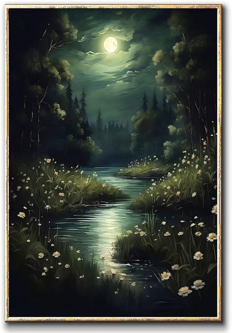 -This pin includes an affiliate link that is eligible for commission- Dark Paintings Landscape, Dark Academia Mural, Dark Academia Art Painting, Dark Academia Illustration, Gothic Scenery, Dark Forest Painting, Dark Academia Painting, Gothic Art Prints, Cloud Poster