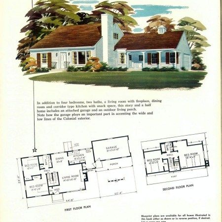 See 110 vintage '50s house plans used to build millions of mid-century homes that we still live in today - Click Americana One Room Houses, Mcm Exterior, Split Level House Plans, 50s House, Minimal Traditional, Vintage Floor Plans, Old House Plans, Ranch Houses, Vintage Houses