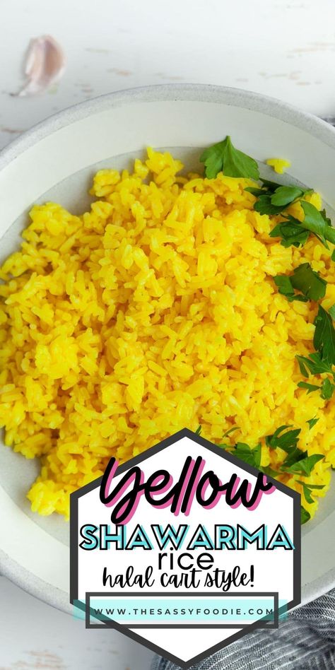 Shawarma Rice Recipe, Shawarma Rice, Yellow Rice Recipes, Rice Side Dish Recipes, Chicken Shawarma Recipe, Shawarma Recipe, Side Dishes For Chicken, Rice Side, Rice Bowls Recipes