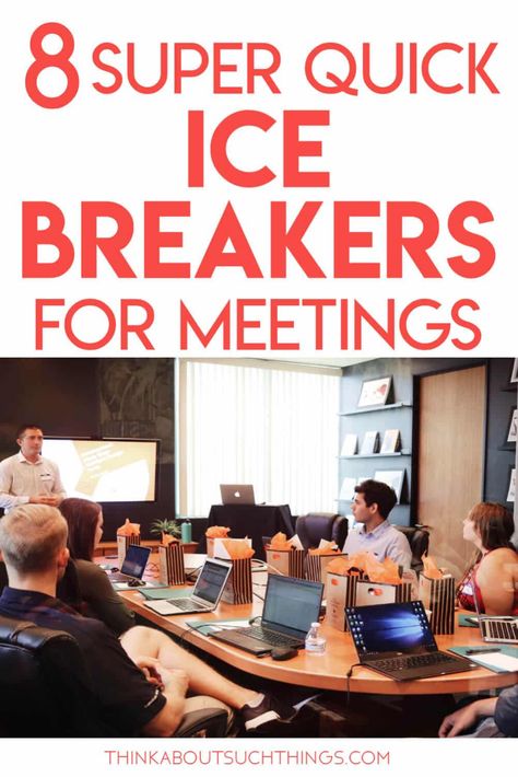 These super quick ice breakers for meetings are a great way to get your group energized and ready. Great for work, ministry, and classroom settings. Also, these meeting ice breakers need little no materials. Great for adults and teens. #teambuilding #leadership #churchministry #icebreakers #meeting #business Quick Ice Breakers, Team Ice Breakers, Meeting Ice Breakers, Ice Breakers For Work, Work Team Building Activities, Group Ice Breakers, Ice Breaker Games For Adults, Name Games For Kids, Teamwork Games