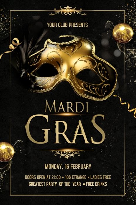 Carnival Template, Masquerade Mask Template, Mardi Gras Festival, Birthday Party Design, Masked Ball, Print Design Fashion, Celebration Day, Free Flyer Templates, Mardi Gras Party