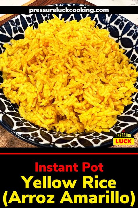 Yellow Rice Recipes, Pressure Luck, Gluten Free Instant Pot, Rice Side Dish Recipes, Gluten Free Plant Based, Mexican Spanish, Rice Cooker Recipes, Visual Recipes, Yellow Rice