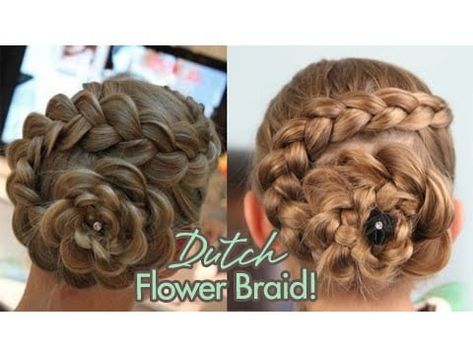 Dutch Flower Braid Dutch Flower Braid, Flower Braid, Bridesmaid Hair Braid, Bridesmaid Hair Side, Formal Hairstyles Updo, Formal Hairstyles For Long Hair, Bridesmaid Hair Long, Flower Braids, Hairstyle Youtube