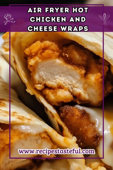 These Air Fryer Hot Chicken and Cheese Wraps are a quick and delicious meal featuring tender chicken, melted cheddar cheese, and a spicy ranch dressing. Perfect for weeknight dinners or game day snacks, they deliver crispy goodness with every bite! Air Fryer Hot Chicken, Spicy Ranch Dressing, Cheese Wraps, Spicy Ranch, Chicken And Cheese, Cheese Wrap, Game Day Snacks, Hot Chicken, Quick Weeknight Meals