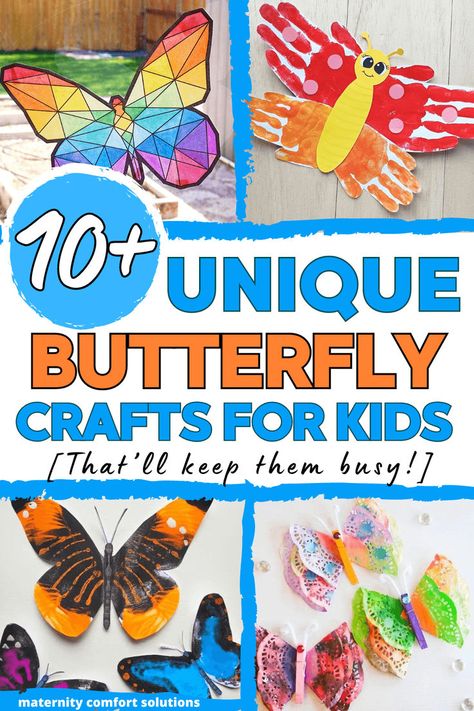 Are you looking for butterfly crafts for kids? Check out our 10+ Easy butterfly crafts perfect for spring and summer activities! Perfect for butterfly themes and lesson plans. Fun summer indoor activities for when it is too hot or rainy to be outside! Butterfly Crafts For Kids, Handprint Butterfly, Paper Butterfly Crafts, Easy Butterfly, Butterfly Project, Bug Crafts, Rainy Day Crafts, Simple Butterfly, Butterfly Kids