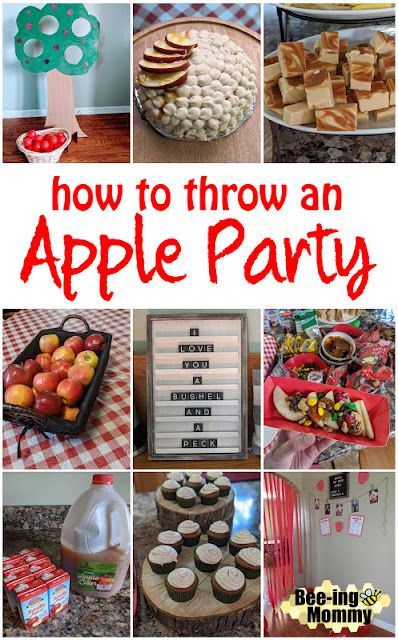 How to throw an Apple themed double birthday party Apple Orchard Party Ideas, Apple Tasting Party, Fall Apple Centerpieces, Apple Orchard First Birthday, Apple Themed Snacks, Apple Theme Party Decorations, Apple Birthday Theme, September Themed Parties, Apple Of My Eye Balloon Arch