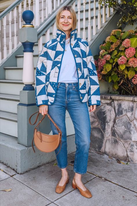 Polene Bag, Straight Cropped Jeans, Patchwork Jacket, Straight Crop Jeans, Elegant Casual, Jeans White, Stylish Fashion, Casual Everyday, Levis Jeans