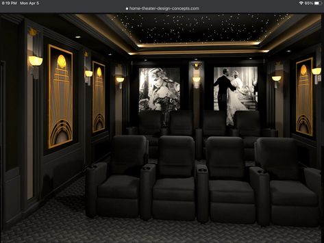 Art Deco Theater, Movie Theater Rooms, Home Theater Room Design, Theater Room Design, Cinema Design, Home Cinema Room, Theater Design, Home Theater Decor, At Home Movie Theater