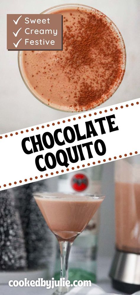 Chocolate coquito is sweet and creamy, festive, and the ultimate holiday drink! If you love classic Puerto Rican coquito, then you’re going to love this one as well! Coquito is a delicious Puerto Rican alcoholic beverage that’s made in a blender. If you don’t consume alcohol, feel free to leave it out to make a fun non-alcoholic Christmas drink. Click through for all the details. Puerto Rican Chocolate Coquito, Coffee Coquito Recipe, Chocolate Coquito Puerto Rican, Flavored Coquito Recipe, Nutella Coquito Recipe, Authentic Coquito Recipe, Best Coquito Recipe, Chocolate Coquito Recipe, Coquito Drink