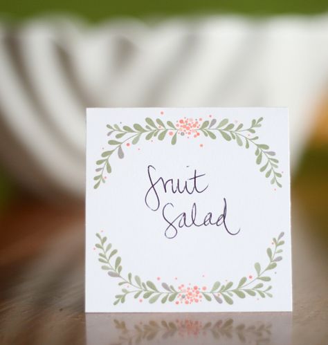 lemon squeezy: Day 23: Food or Name Place Tags Food Name Tags, Food Place Cards, Birthday Dinner Menu, Place Tags, Bridal Shower Menu, Printable Food, Wedding Table Names, Christmas Download, Food Label