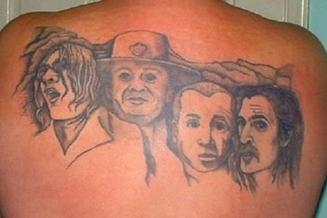 Mount Rushmore Tattoo, Rock Tattoos, Stevie Ray Vaughn, Rock Tattoo, Bad Tattoos, Stevie Ray, Frank Zappa, John Lennon, Tattoo Design