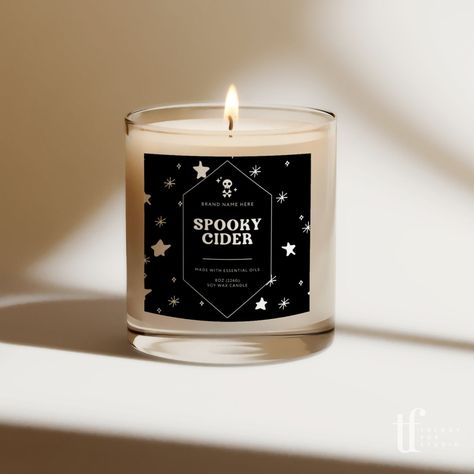 You've spent a lot of time and effort to create & test the perfect ingredients, scents, and jars for your products, make sure your packaging is on point too! This spooky goth Halloween Candle Label template is the perfect way to get noticed within the crowd. This DIY Candle Label template can: ⟶ Give you a professional looking style without hiring an expensive designer ⟶ Provide cohesive branding for your candle collection ⟶ Save time on a ready-made label design - modify it to suit your taste o Candle Graphic Design, Spooky Packaging, Packaging Velas, Goth Candle, Goth Candles, Candle Graphic, Candle Label Design, Candle Packaging Design, Diy Candle Labels