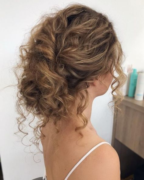 Curly Hairstyle for Special Occasions Low Messy Curly Bun, Curly Hair Bridesmaid Styles, Curly Messy Updo, Curled Updo Hairstyles, Curly Wedding Updo, Updos For Curly Hair, Hairstyles With Curled Hair, Curly Bridal Hair, Long Curly Hairstyles