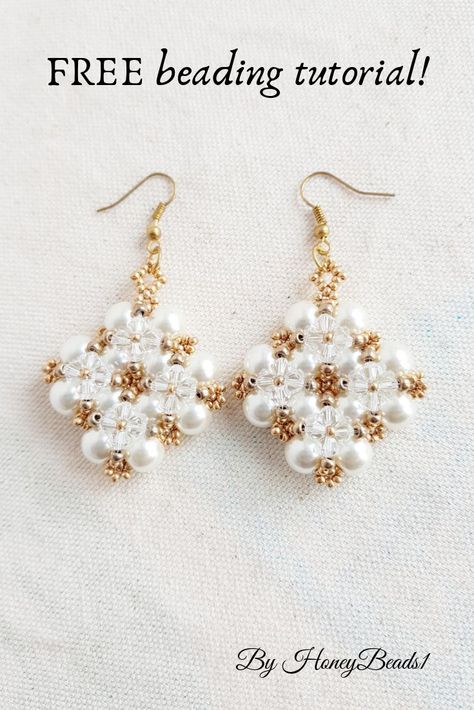 Beadwork Tutorial Free, Beaded Earrings Patterns Free Diy Jewelry, Beaded Earrings Tutorials Step By Step, Seed Bead Jewelry Tutorials, Jewelry Tutorials Free, Easy Beading, Free Beading Tutorials, Beading Earrings, Beading Designs