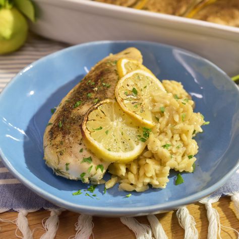 Lemon Chicken Casserole, Greek Lemon Orzo, Lemon Chicken And Orzo, Lemon Orzo Chicken, Orzo Casserole, Chicken And Orzo, Seared Salmon Recipes, Jeff Mauro, Lemon Orzo