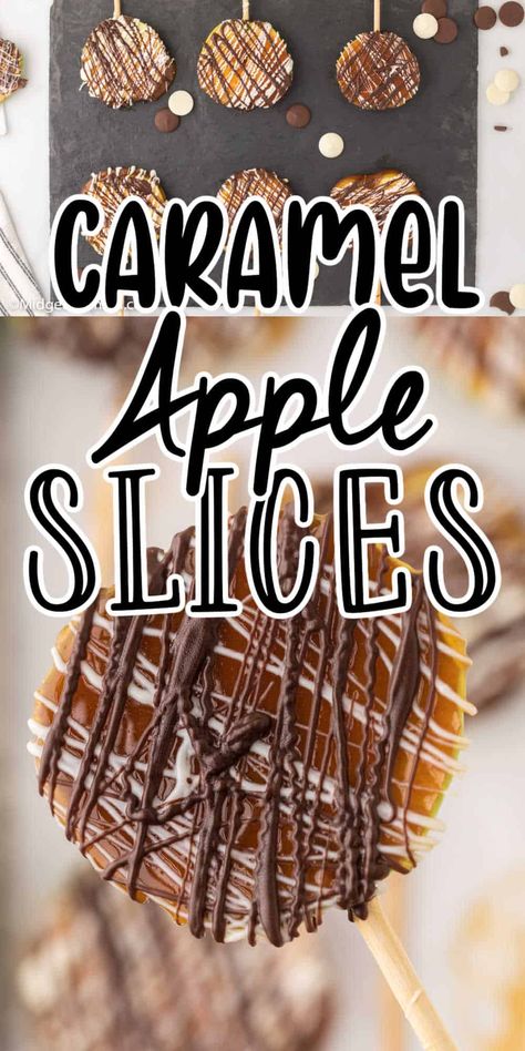 Chocolate Caramel Apple Slices Pops. Love caramel apples but not biting into them? Then you are going to love these Chocolate Caramel Apple Slices Pops. All the flavors of chocolate caramel apples while being easy to eat and on a stick. Chocolate Caramel Apple Slices, Chocolate Apple Slices, Carmel Chocolate, Caramel Apple Bites, Caramel Apple Slices, Apple Slice Recipe, Caramel Apple Pops, Chocolate Caramel Apples, Chocolate Covered Apples