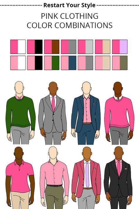 What Colors Go Together? The Best Clothing Combinations Pink For Men Outfit, Color Combos Clothes, Gentlemen Etiquette, Color Matching Clothes, What Colors Go Together, Vest Outfits Men, Peach Clothes, Seduce Women, Stylish Mens Suits