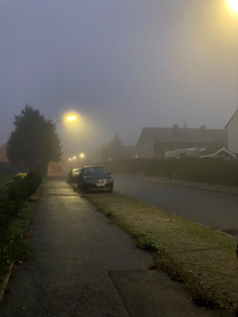 Foggy Street Aesthetic, Foggy Neighborhood, In My Restless Dreams I See That Town, Unforgiving Fog, Morning Fog Aesthetic, Foggy Morning Aesthetic, Fog Picture, Foggy Town, Foggy Street