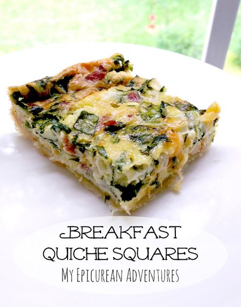 My Epicurean Adventures: Breakfast Quiche Squares Quiche Squares, 30th Birthday Picnic, Snacks For Seniors, Grad Brunch, Holiday Event Ideas, Spinach Breakfast, Spinach Cheese, Recipes Brunch, Breakfast Brunch Ideas