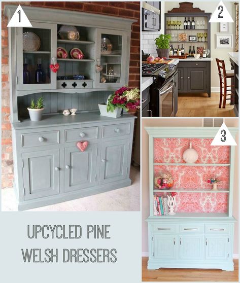 Pine Furniture Makeover, Upcycle Kitchen, Nest Ideas, Vintage Bedroom Furniture, Welsh Dresser, Kitchen Dresser, Dresser Furniture, Pine Furniture, White Bedroom Furniture