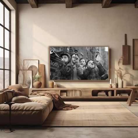 Frame TV Art : Vintage Photography Frame Tv On Wall Living Room, Frame Tv Aesthetic, 75 Inch Samsung Frame Tv, Tv Framed On Wall, Frame Tv Living Room, Frame For Tv, Frame Tv Gallery Wall, Frame Tv Wall, Japandi Style Living Room