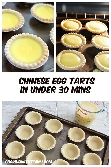 Chinese Egg Custard Tart Recipe, Easy Egg Tart Recipe, Egg Tarts Recipe, Chinese Bakery Recipes, Chinese Egg Tart Recipe, Portuguese Tart, Chinese Egg Tart, Frozen Tart Shells, Exotic Desserts