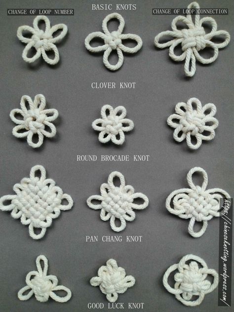 Basic Chinese knots and their variations – Chineseknotting Chinese Knot Earrings, Chinese Knots Tutorial Step By Step, Chinese Lucky Knot, Couching Embroidery, Crochet Bedsheets, Chinese Knots, Types Of Knots, Basic Chinese, Macrame Bracelet Tutorial